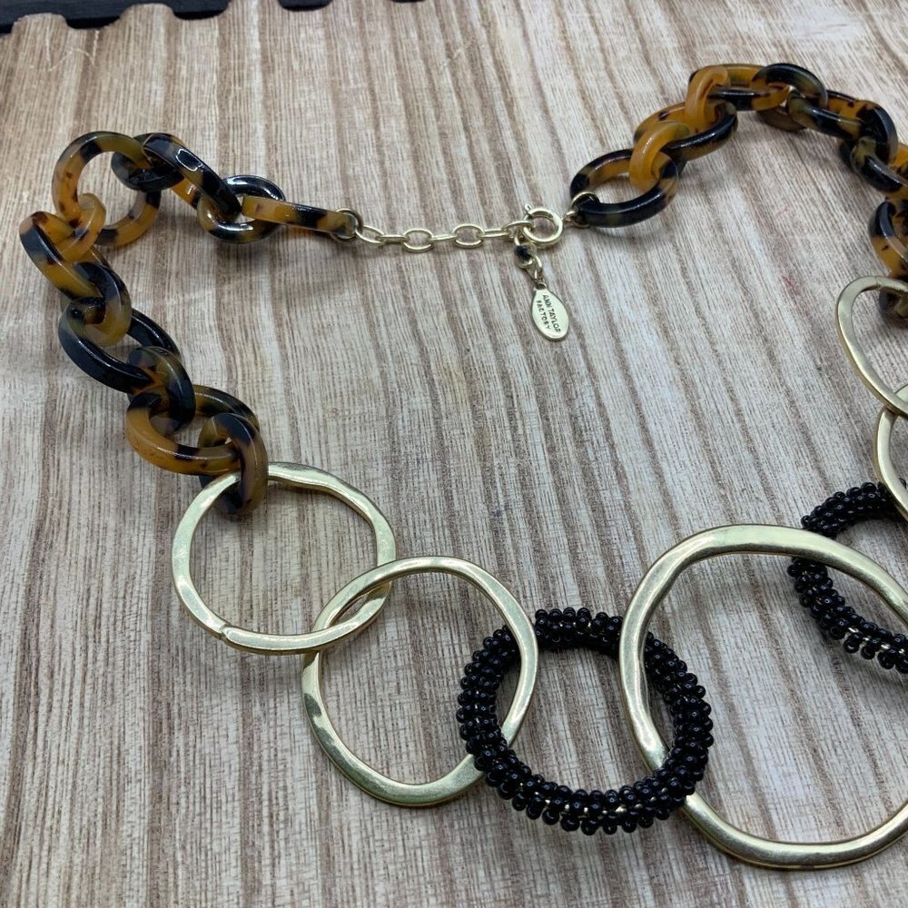 Ann Taylor Factory Tortoise Shell Linked Gold Ton… - image 3